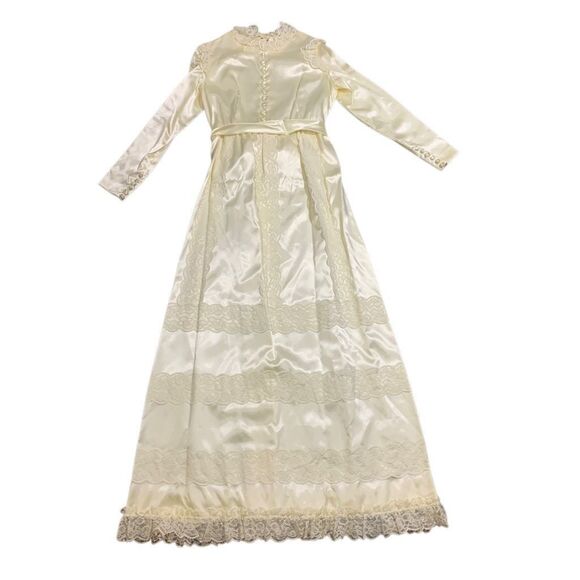 Vintage Handmade 60s Women´s‎ Small White Satin Lace...